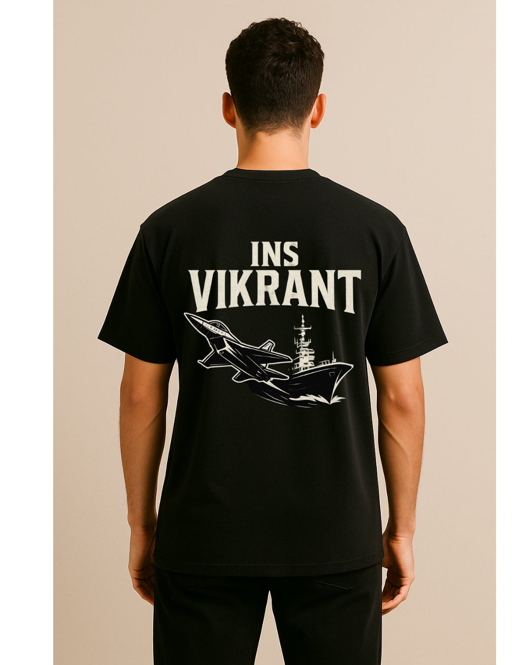INS VIKRANT: Back Printed Oversized Tshirt Unisex