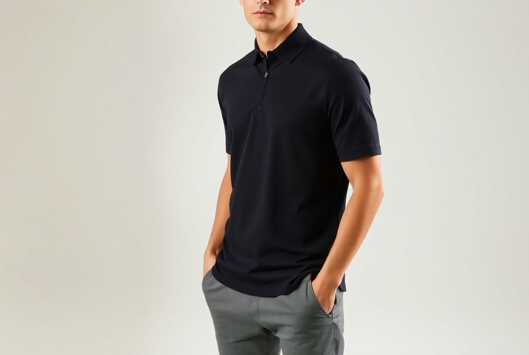 MYLTA Premium Zip Polo T-Shirt – black