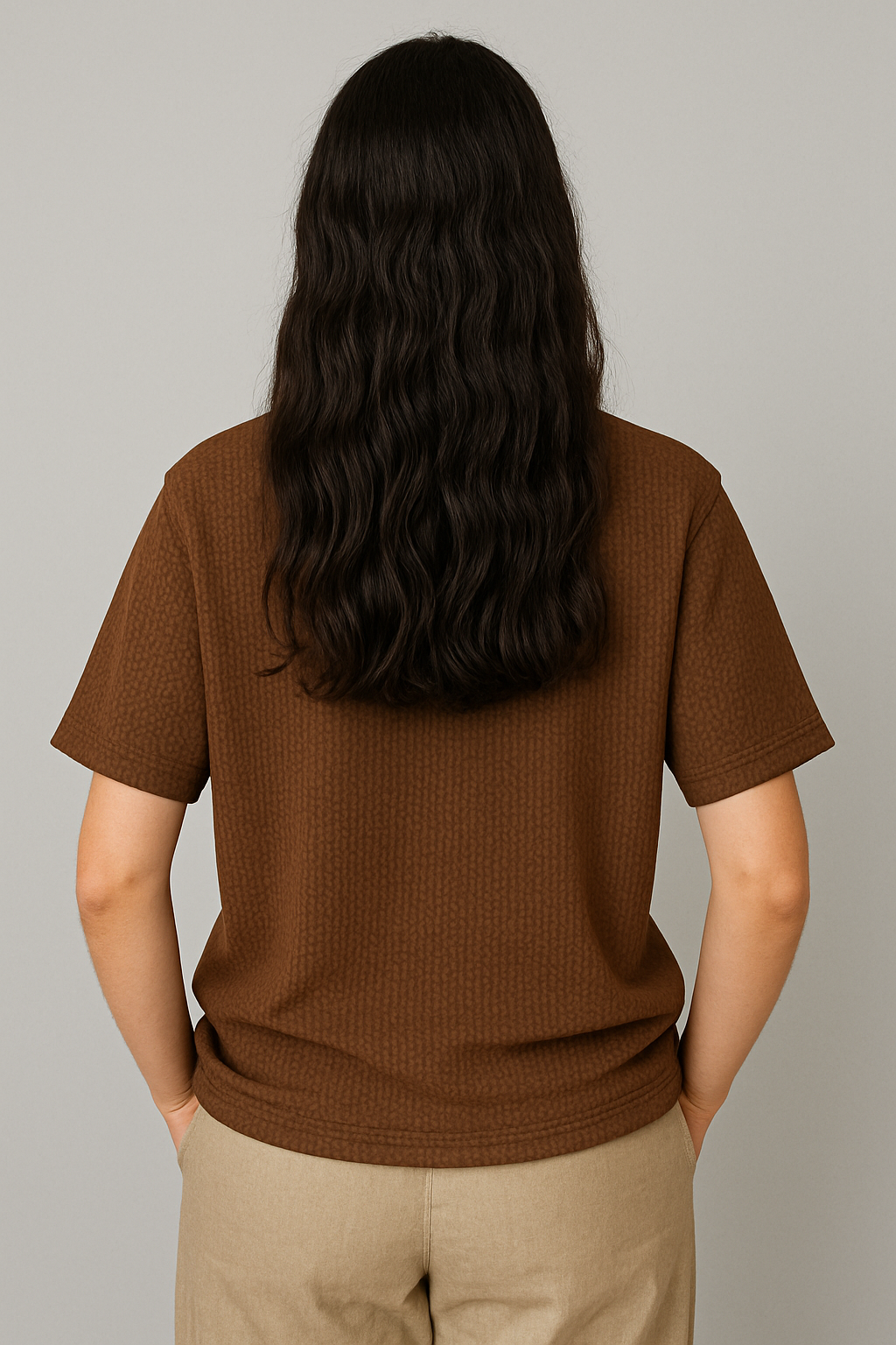 WAFFLE TSHIRT UNISEX OF PREMIUM QUALITY(Brown)