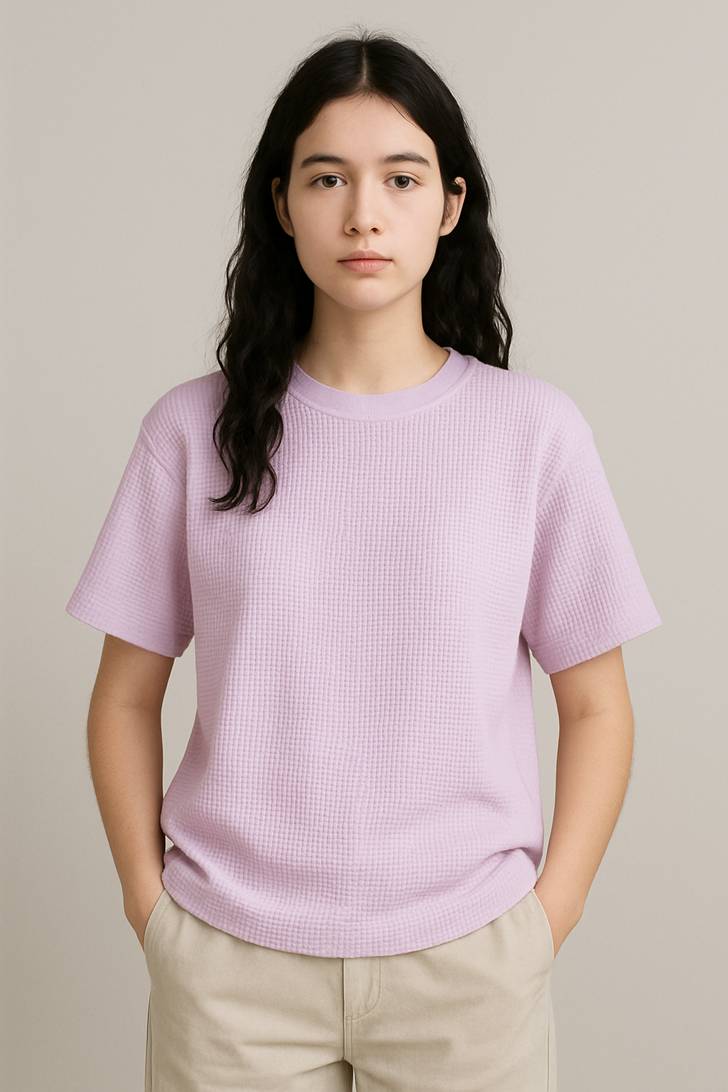 WAFFLE TSHIRT UNISEX OF PREMIUM QUALITY(Lavender)