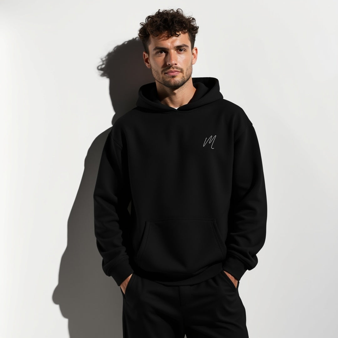 RED HOOD: Back Printed Premium Cotton Fleece Hoodie unisex(black)