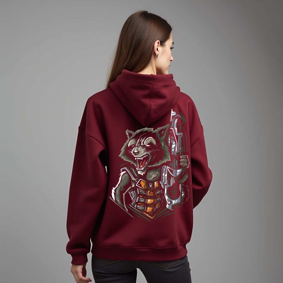 ROCKET: Back Printed Hoodie Maroon
