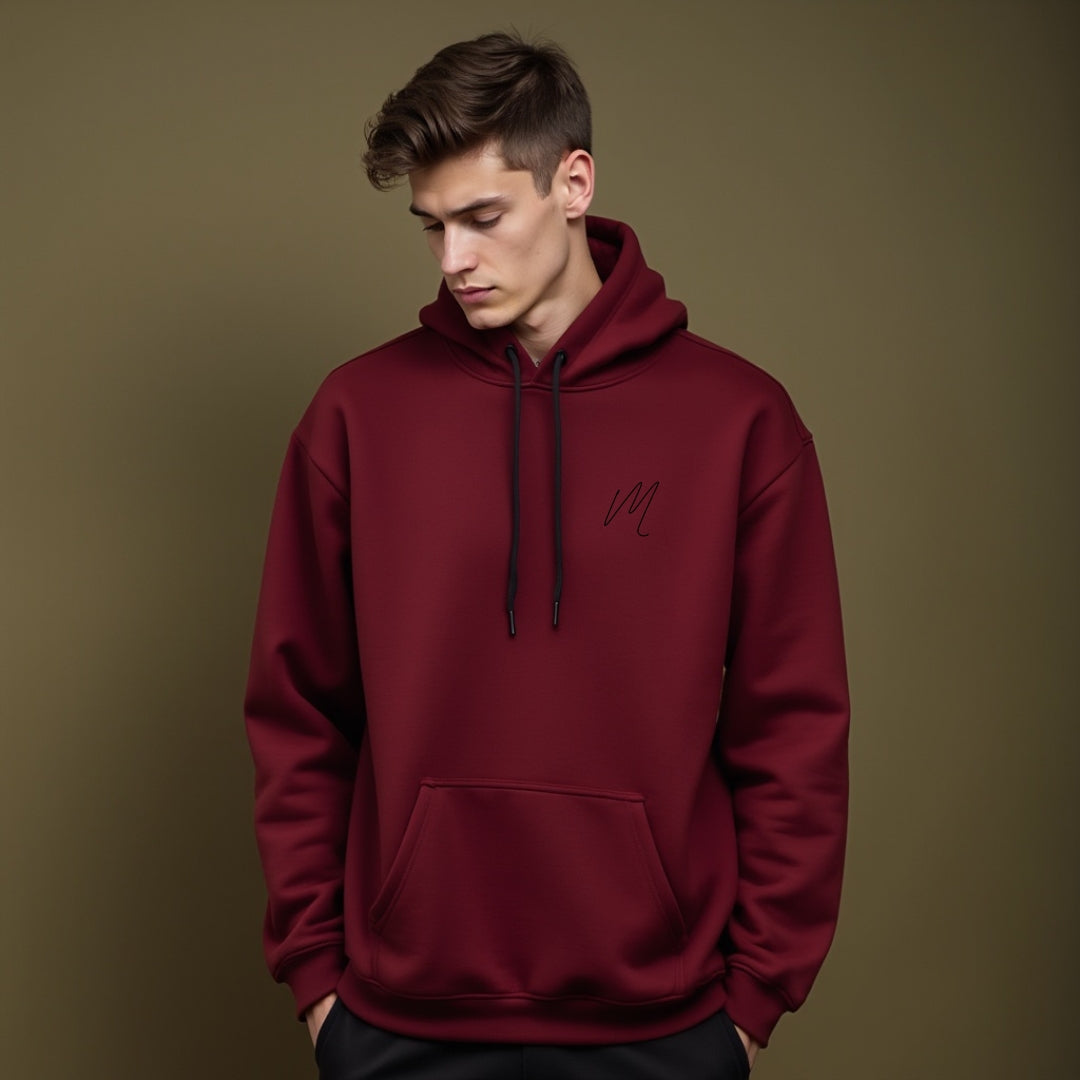 ROCKET: Back Printed Hoodie Maroon