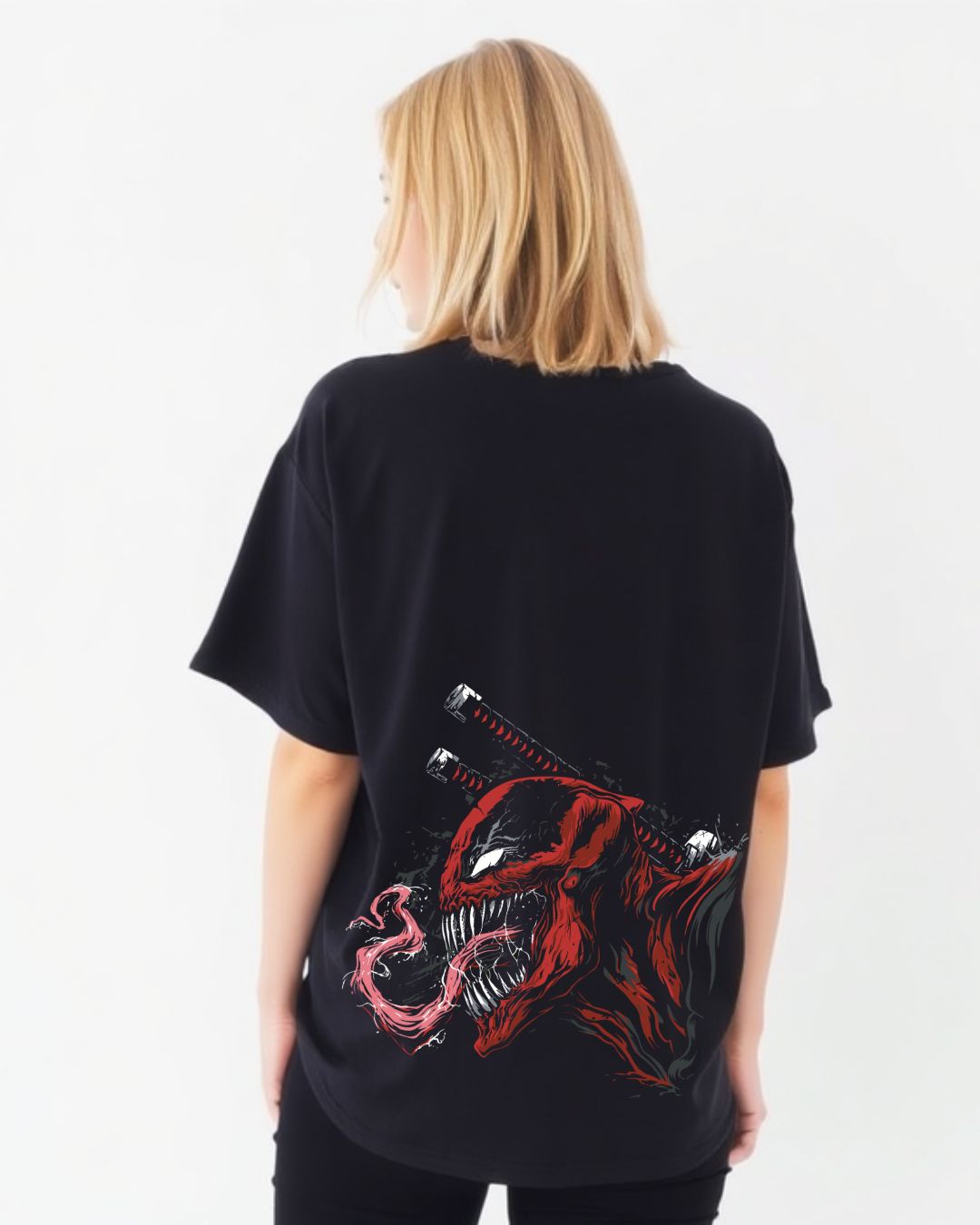 VENOM: Back Printed Oversized Tshirt Casual Look Unisex