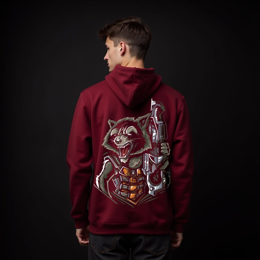 ROCKET: Back Printed Hoodie Maroon