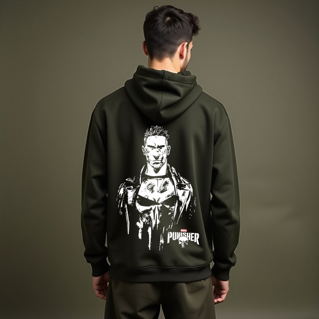 PUNISHER: Back Printed Hoodie Unisex Olive