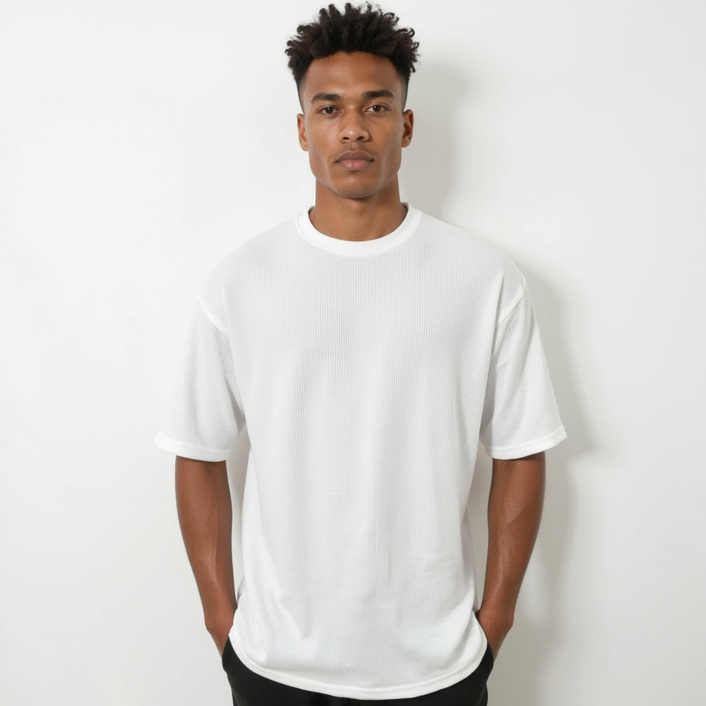 WAFFLE TSHIRT UNISEX OF PREMIUM QUALITY(White)