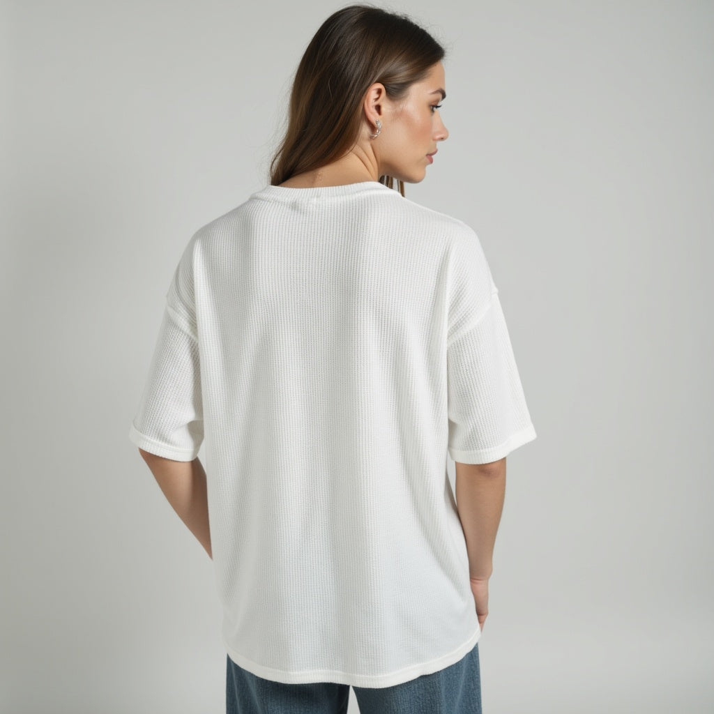 WAFFLE TSHIRT UNISEX OF PREMIUM QUALITY(White)
