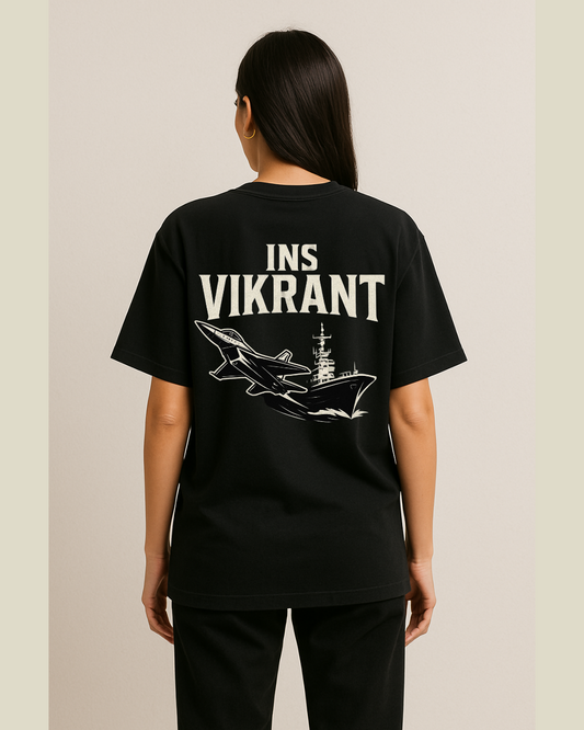 INS VIKRANT: Back Printed Oversized Tshirt Unisex