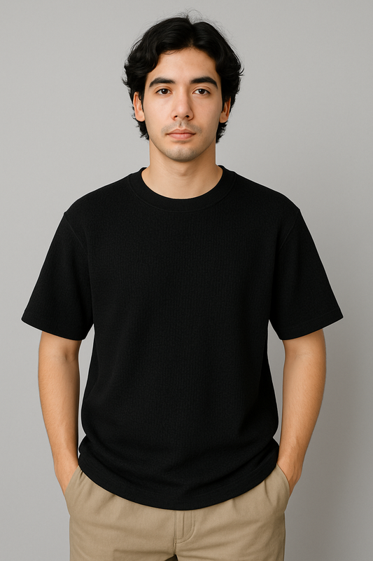 WAFFLE TSHIRT UNISEX OF PREMIUM QUALITY (Black)