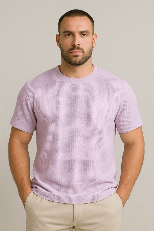 WAFFLE TSHIRT UNISEX OF PREMIUM QUALITY(Lavender)