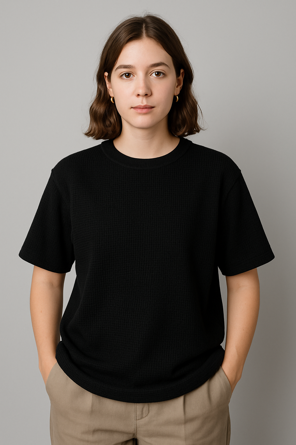 WAFFLE TSHIRT UNISEX OF PREMIUM QUALITY (Black)